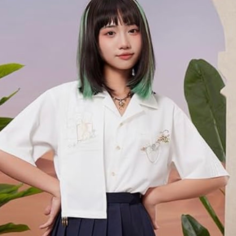 Genshin Impact White Shirt with Embroidery size L-NawT